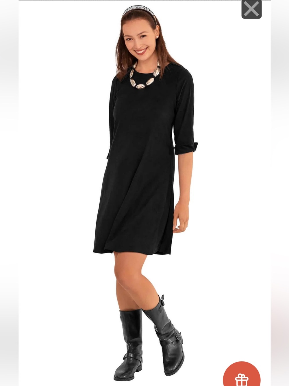 Gretchen Scott Ultra-Suede Swinger Button Back Dress. Size Small.